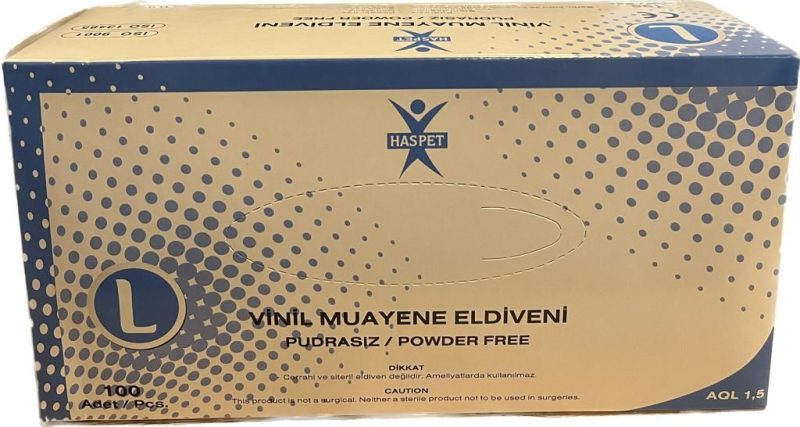 Has-Pet Vinil Eldiven Pudrasız L 100 Adet